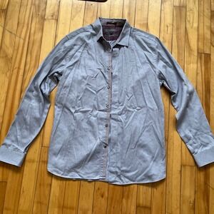 Ted Baker London Modern Fit Dress Shirt Blue Geometric Print Button Down Mens 16